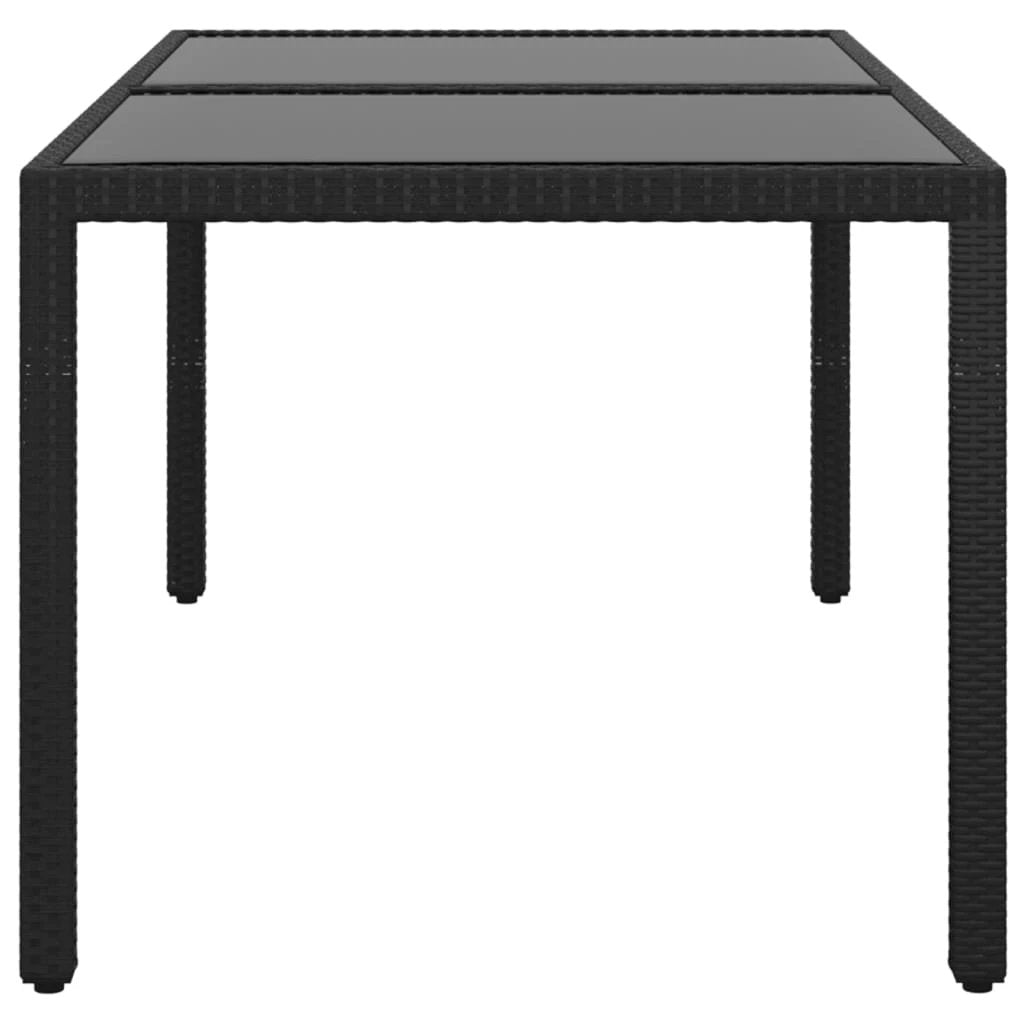 vidaXL vidaXL Garden Table 150x90x75 cm Tempered Glass and Poly Rattan Black - Garden Table