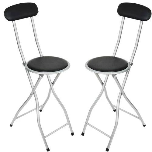 Portable Folding Breakfast Bar Stool with PVC Padded Seat for Camping and Outdoor Use - Bar Stool