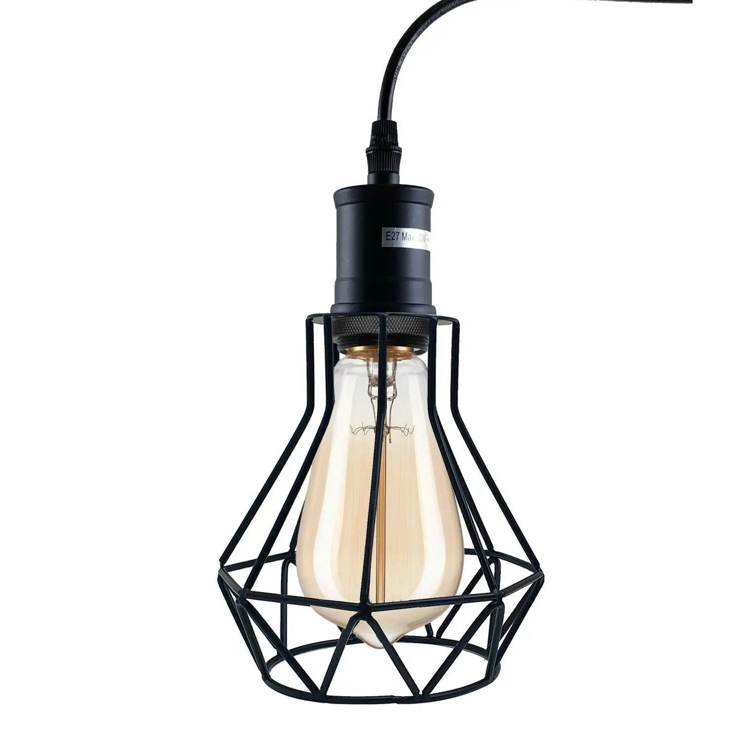 Un-branded Industrial E27 Black Light Ceiling Pendant Light Cage Hanging Lampshade Fitting Kit - Pendant Lights