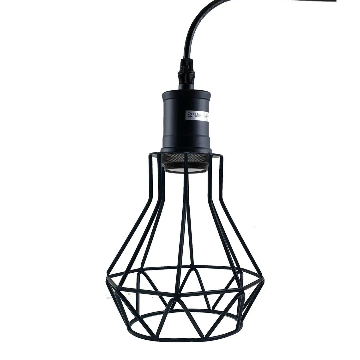Un-branded Industrial E27 Black Light Ceiling Pendant Light Cage Hanging Lampshade Fitting Kit - Pendant Lights
