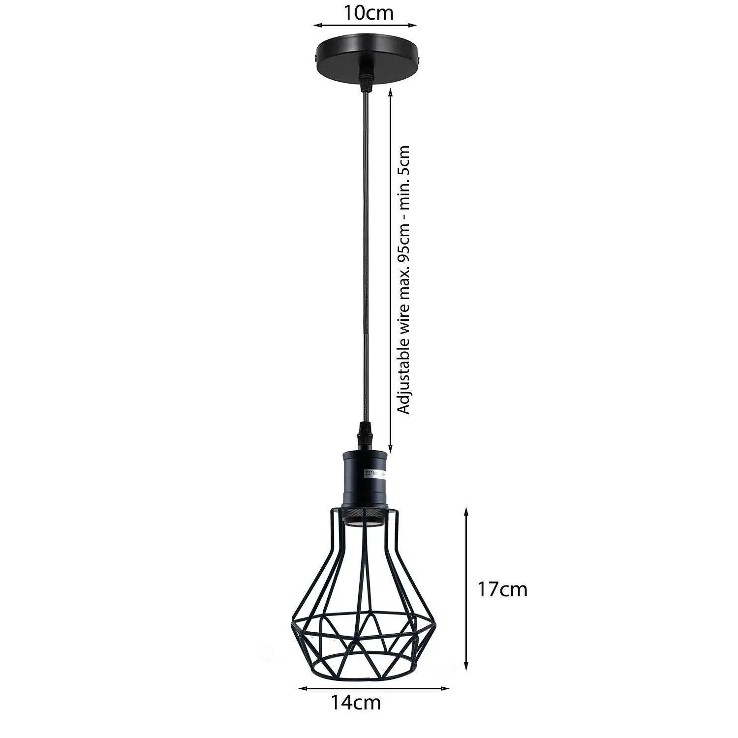 Un-branded Industrial E27 Black Light Ceiling Pendant Light Cage Hanging Lampshade Fitting Kit - Pendant Lights