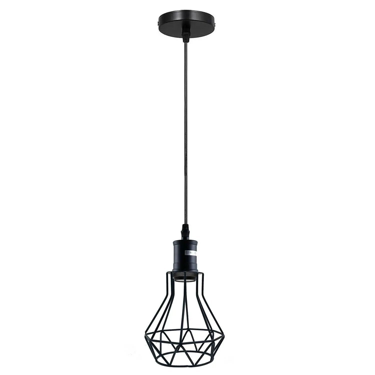 Un-branded Industrial E27 Black Light Ceiling Pendant Light Cage Hanging Lampshade Fitting Kit - Pendant Lights