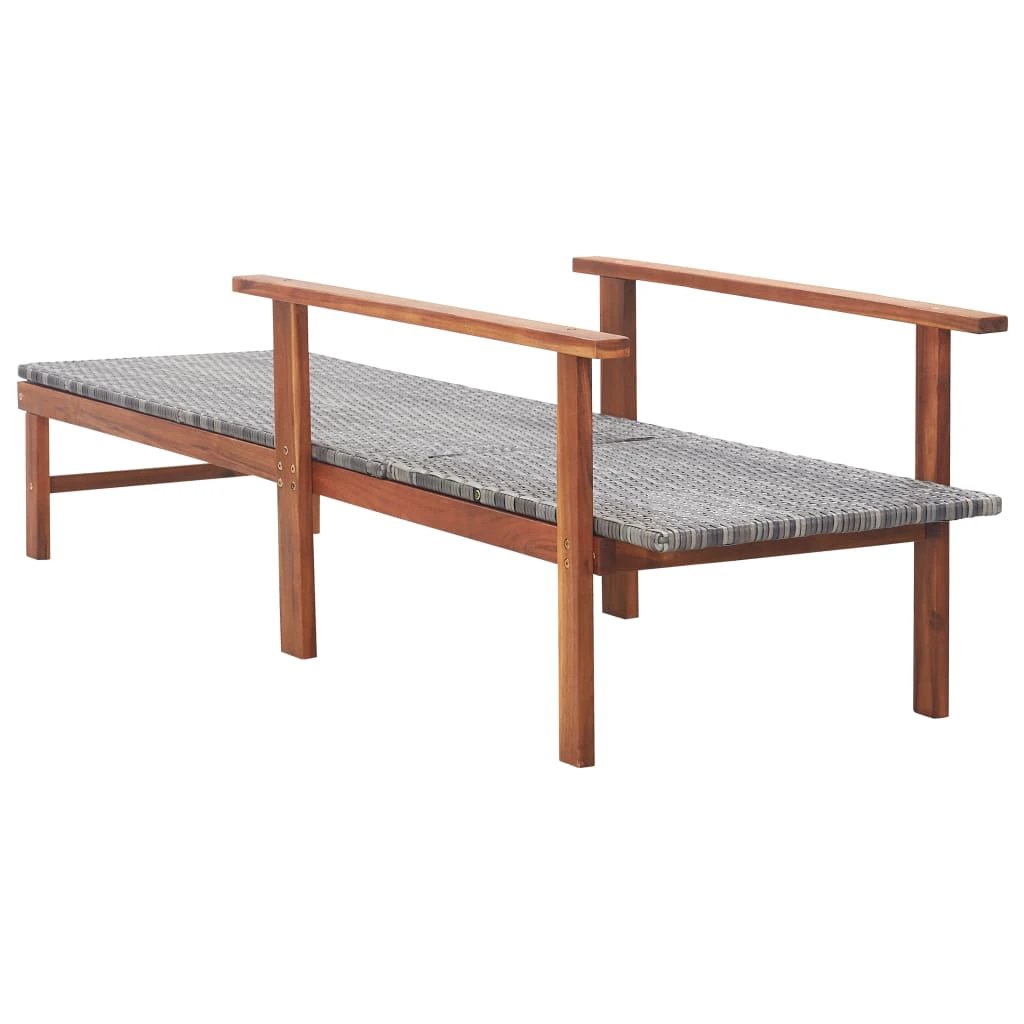 vidaXL vidaXL Sun Lounger Poly Rattan and Solid Acacia Wood Grey - Sun Lounger