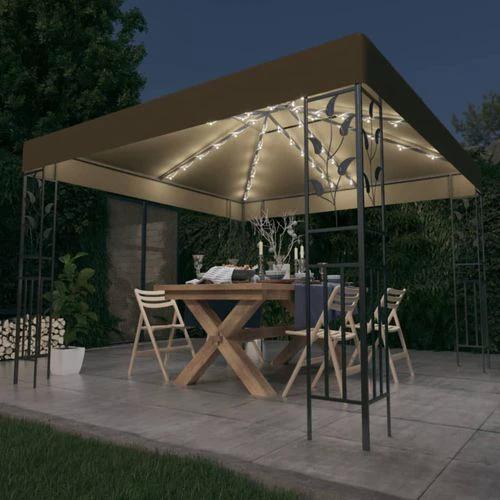 vidaXL Gazebo 3x3 m with LED String Lights for Outdoor Gatherings and Shade by vidaXL