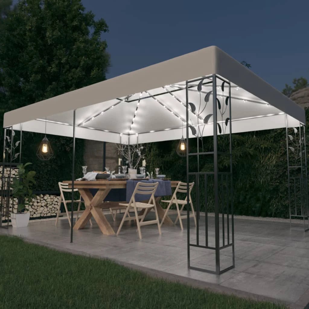 vidaXL vidaXL Gazebo with Double Roof&LED String Lights 3x4 m White - Gazebos