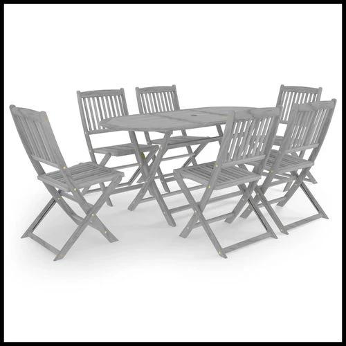 vidaXL 7 Piece Garden Dining Set Solid Acacia Wood Grey by vidaXL