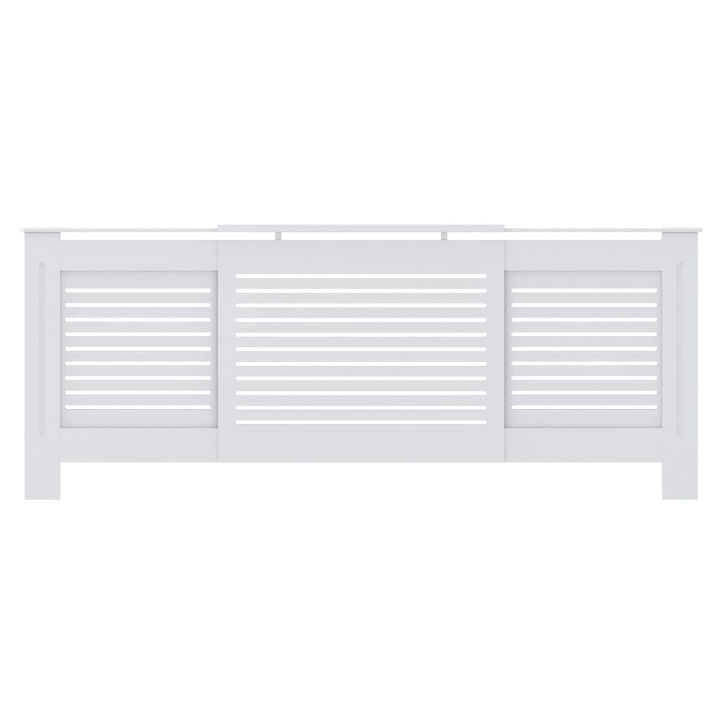 VidaXL Radiator Cover Cabinet 205 cm White MDF Modern Slatted Design With Shelf Living Room by vidaXL
