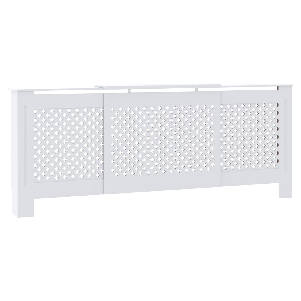 vidaXL VidaXL MDF Radiator Cover White 205 cm Slatted Ventilated Cabinet For Living Room Decor - Radiator