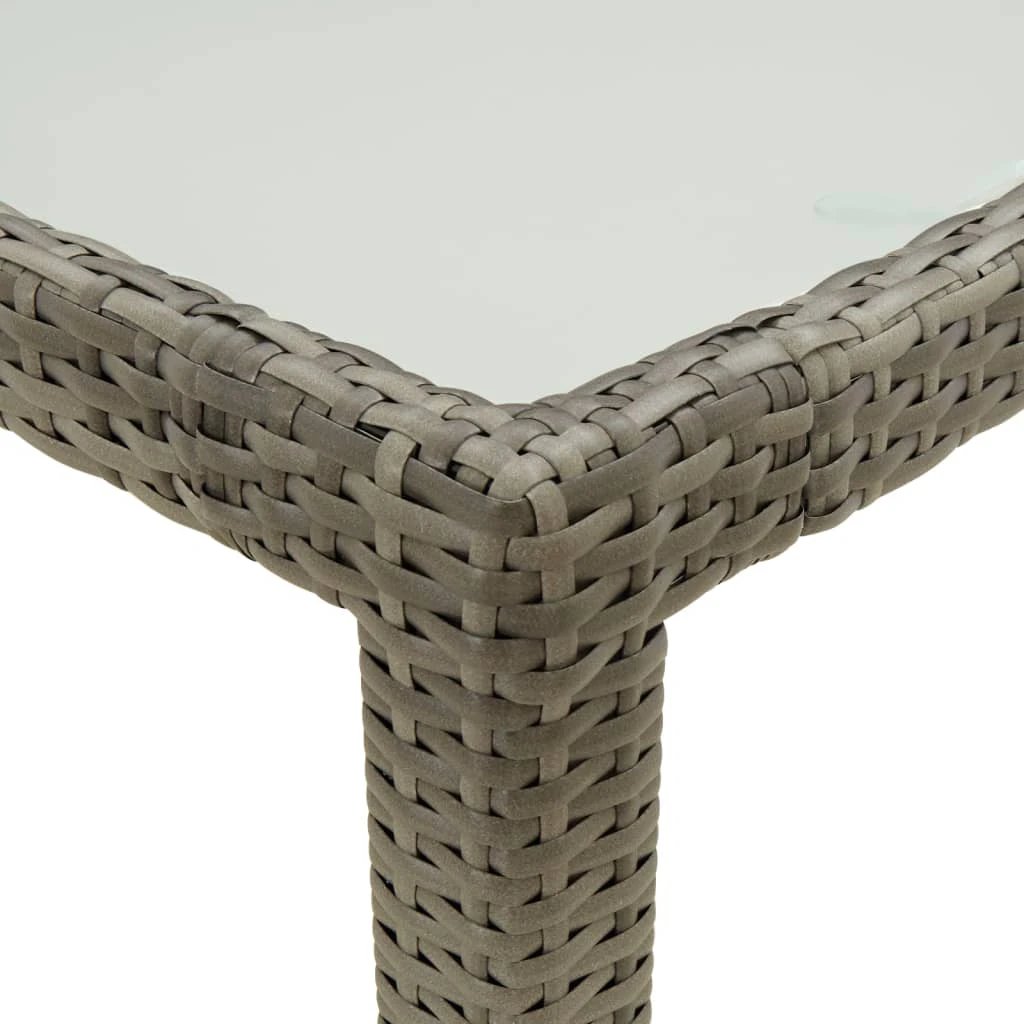 vidaXL vidaXL Garden Table 90x90x75 cm Tempered Glass and Poly Rattan Brown - Garden Table