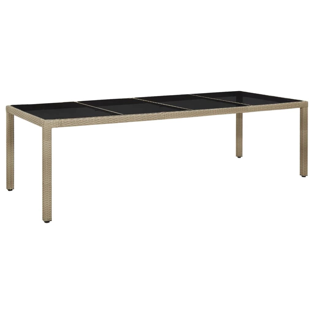 vidaXL Garden Table White 250x100x75 cm Poly Rattan and Tempered Glass by vidaXL