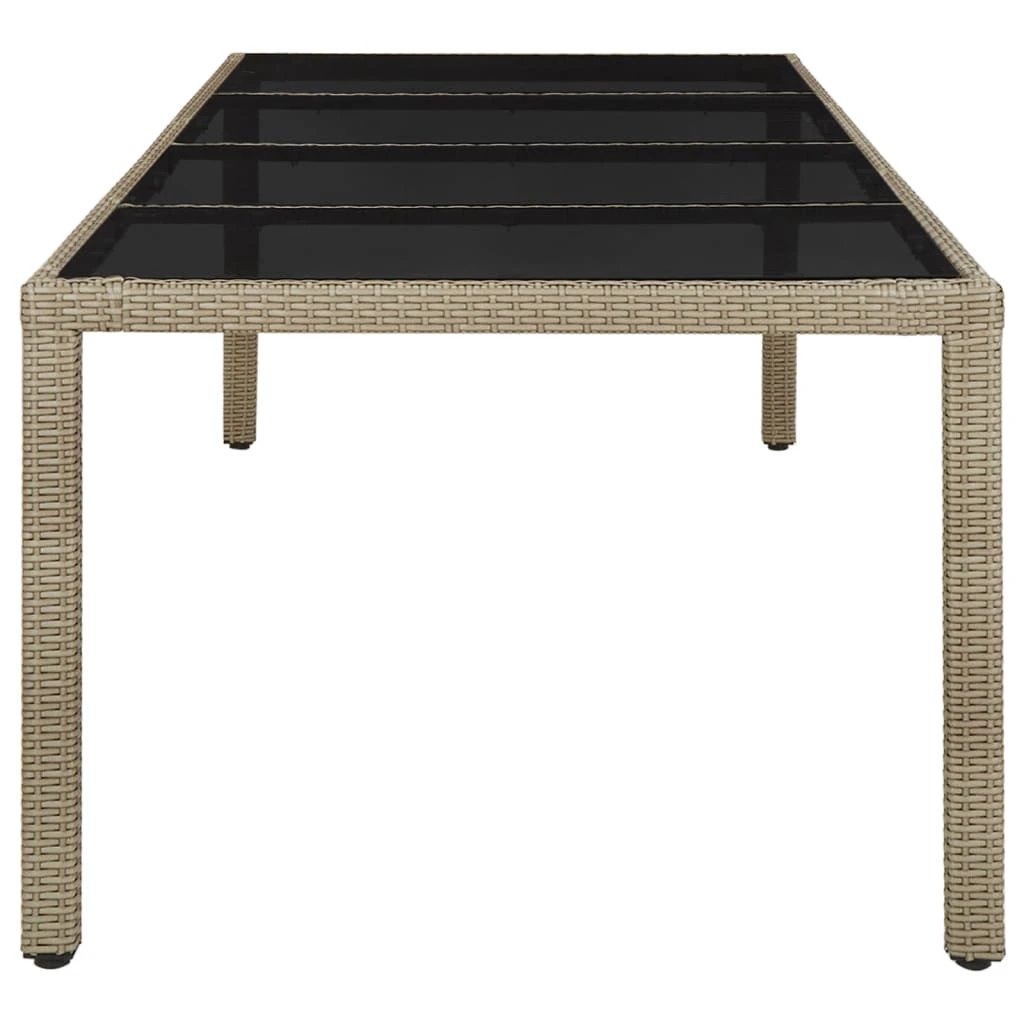 vidaXL Garden Table White 250x100x75 cm Poly Rattan and Tempered Glass by vidaXL