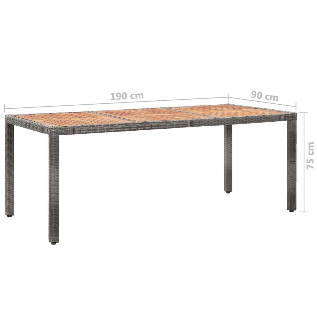 vidaXL vidaXL Garden Table 90x90x75 cm Poly Rattan and Acacia Wood Black - Garden Table
