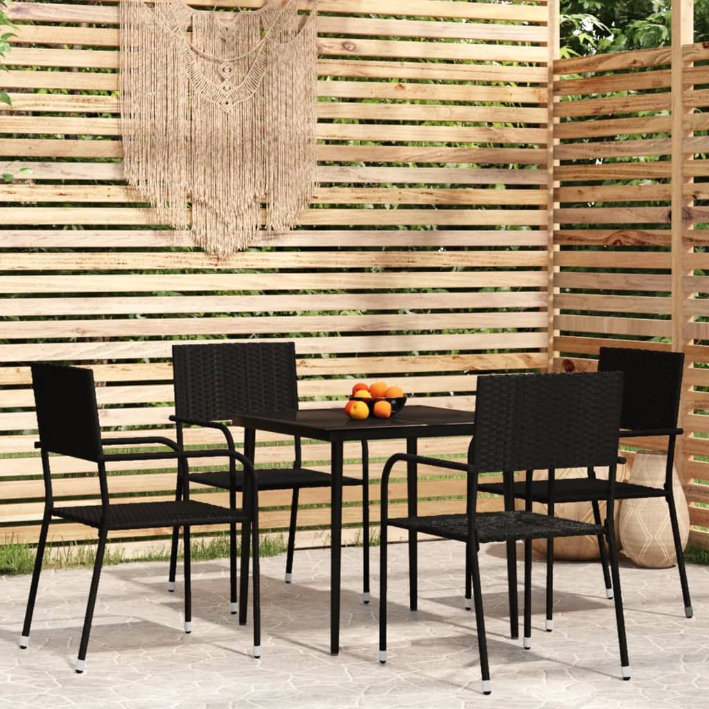 VidaXL Five Piece Garden Dining Poly Rattan Set by vidaXL