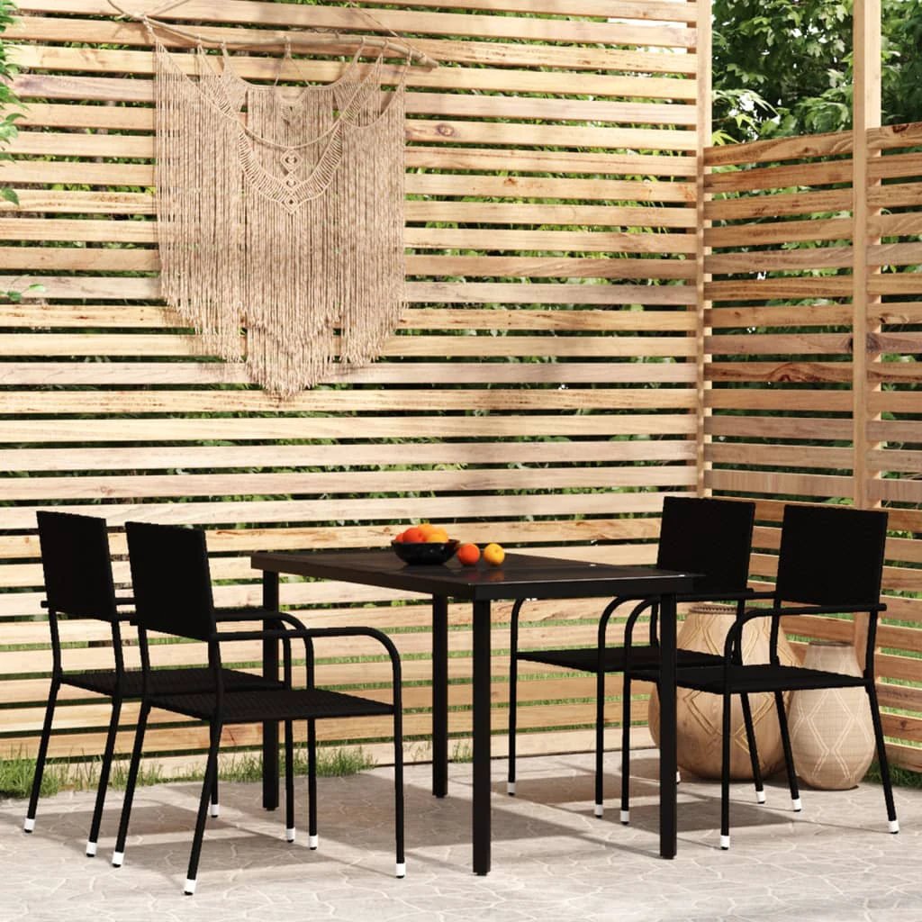 vidaXL VidaXL Garden Dining Set 5pc Black PolyRattan - Garden Set