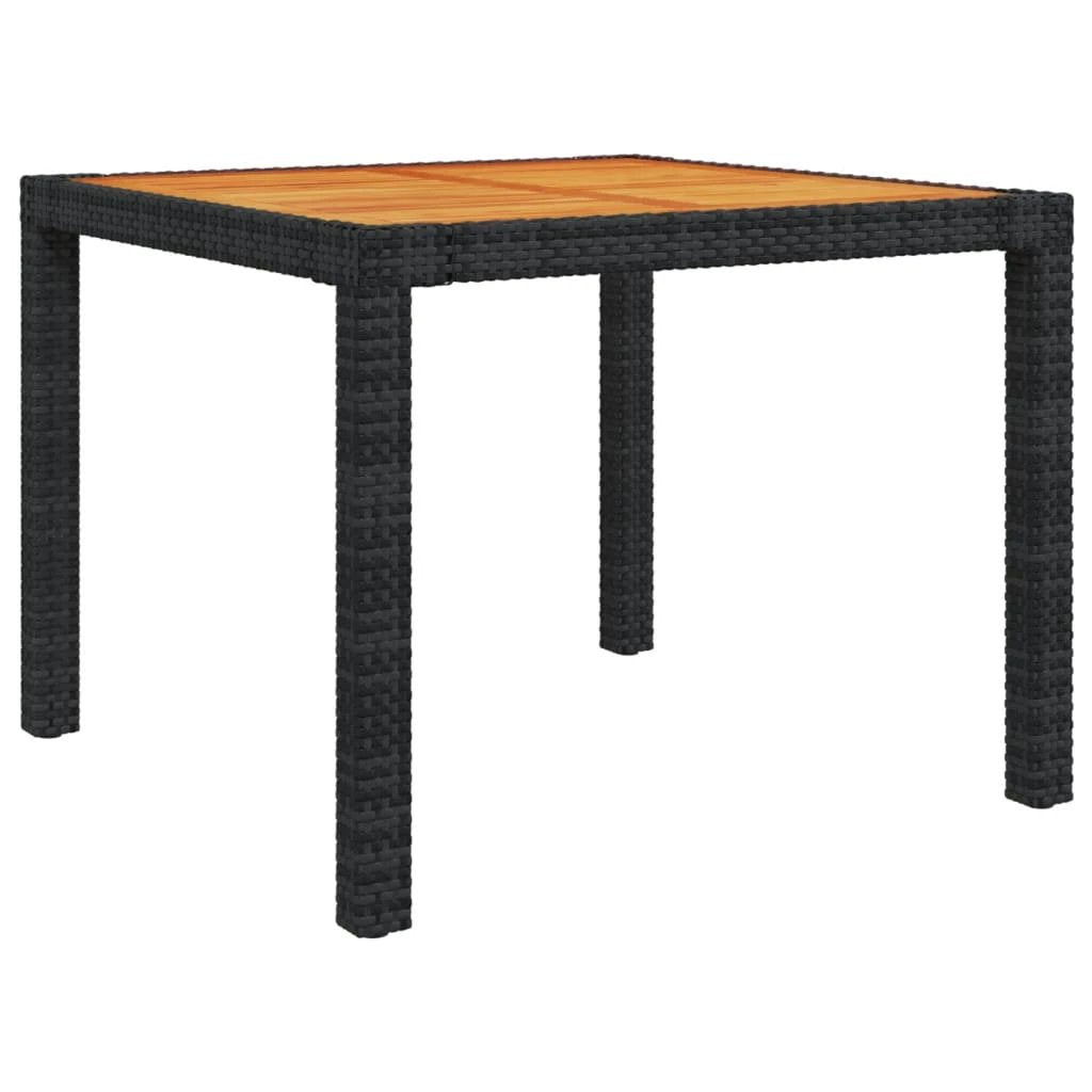vidaXL Garden Table 90x90x75 cm Poly Rattan and Acacia Wood Black by vidaXL