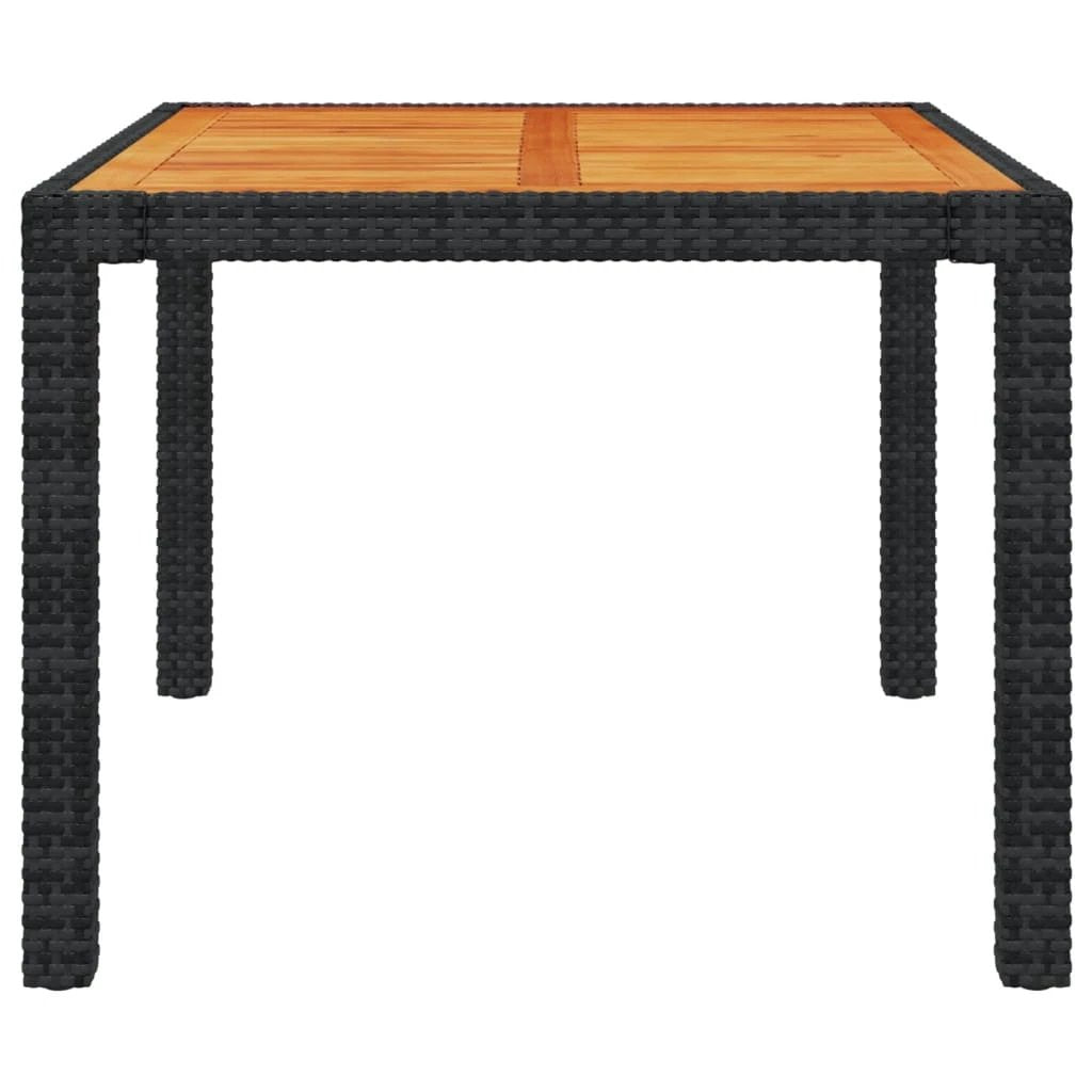 vidaXL Garden Table 90x90x75 cm Poly Rattan and Acacia Wood Black by vidaXL
