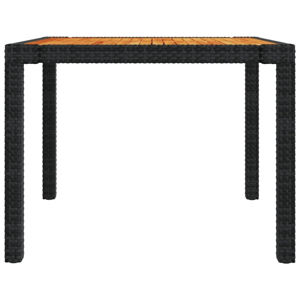 vidaXL Garden Table 90x90x75 cm Poly Rattan and Acacia Wood Black by vidaXL