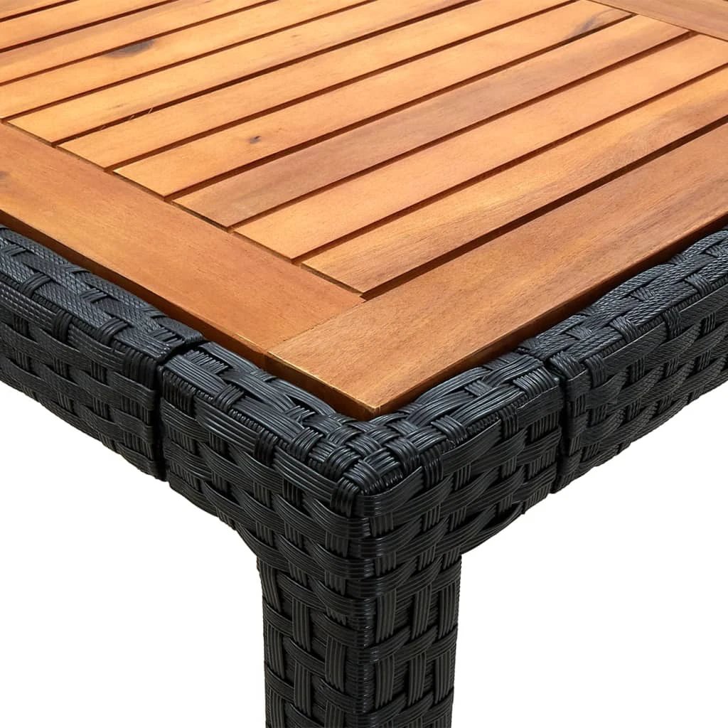 vidaXL Garden Table 90x90x75 cm Poly Rattan and Acacia Wood Black by vidaXL