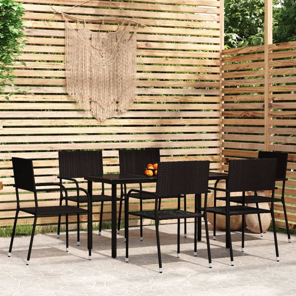 vidaXL VidaXL Garden Dining Set 5pc Black PolyRattan - Garden Set