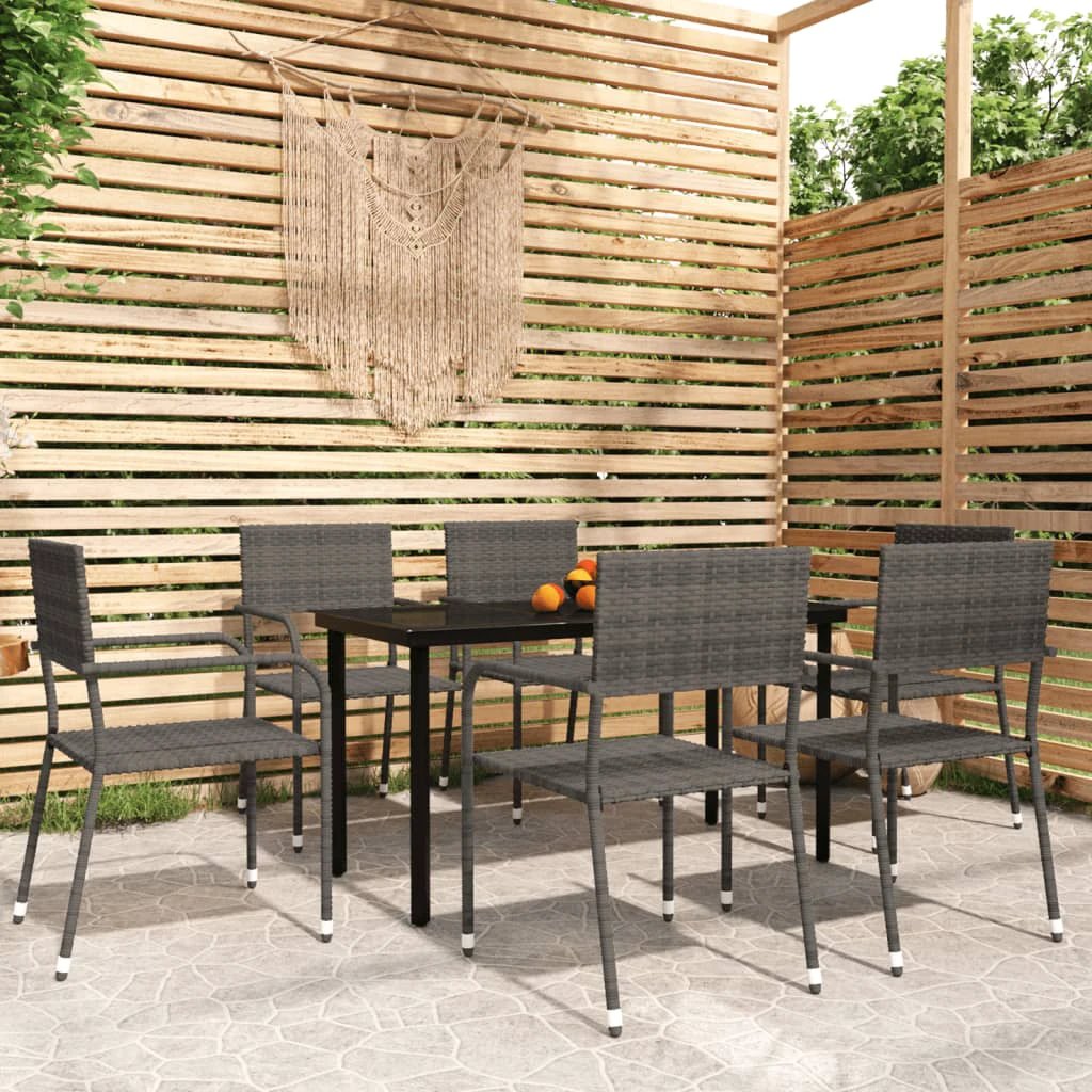vidaXL VidaXL Garden Dining Set 5pc Black PolyRattan - Garden Set