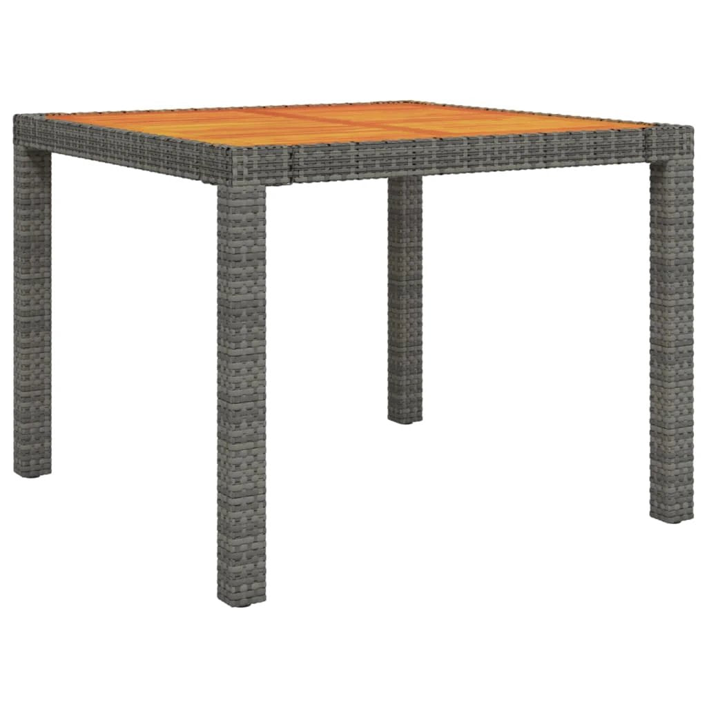 vidaXL vidaXL Garden Table 90x90x75 cm Poly Rattan and Acacia Wood Black - Garden Table
