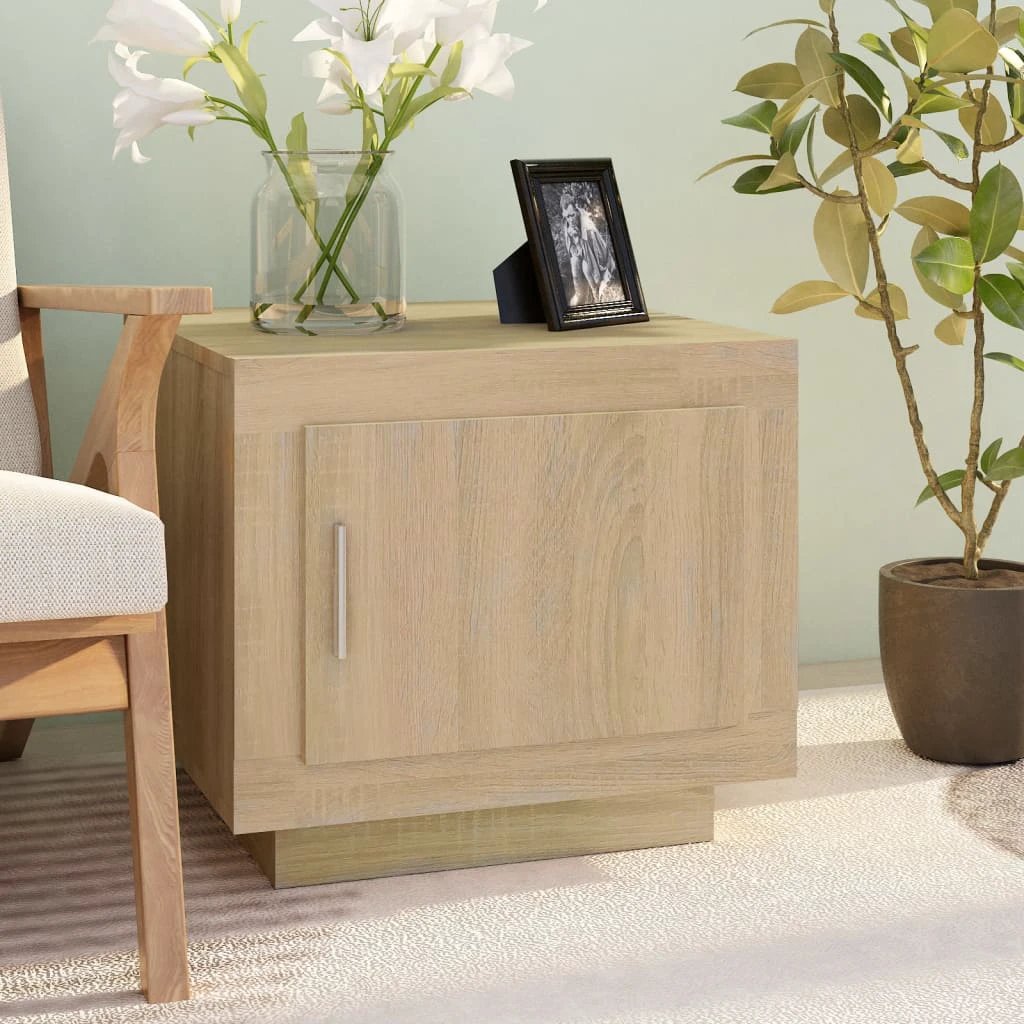 vidaXL Coffee Table Smoked Oak 51x50x45 Cm Engineered Wood With Door Storage Moisture Resistant For Living Room Decor by vidaXL