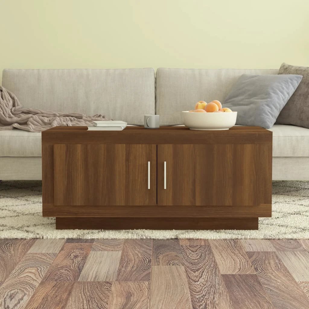 vidaXL vidaXL Coffee Table 102x50x45 cm Smoked Oak Finish Engineered Wood For Living Room Decor - Coffee Table