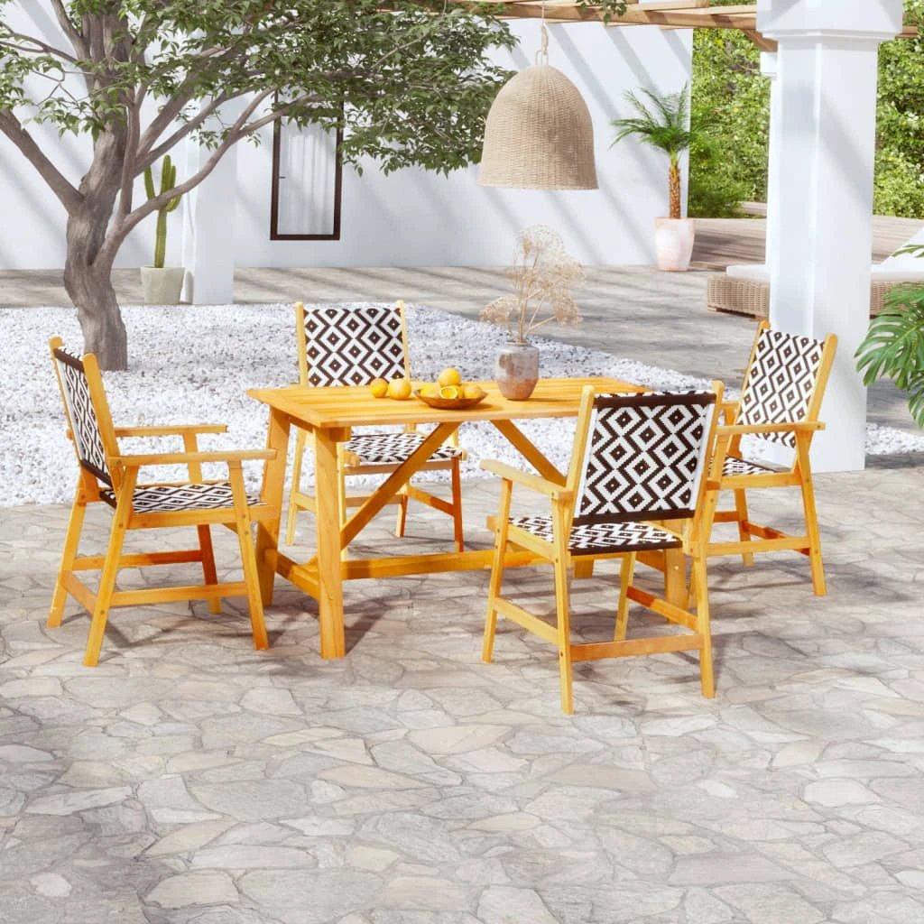 VidaXL Garden Dining Set Acacia Wood Rattan by vidaXL