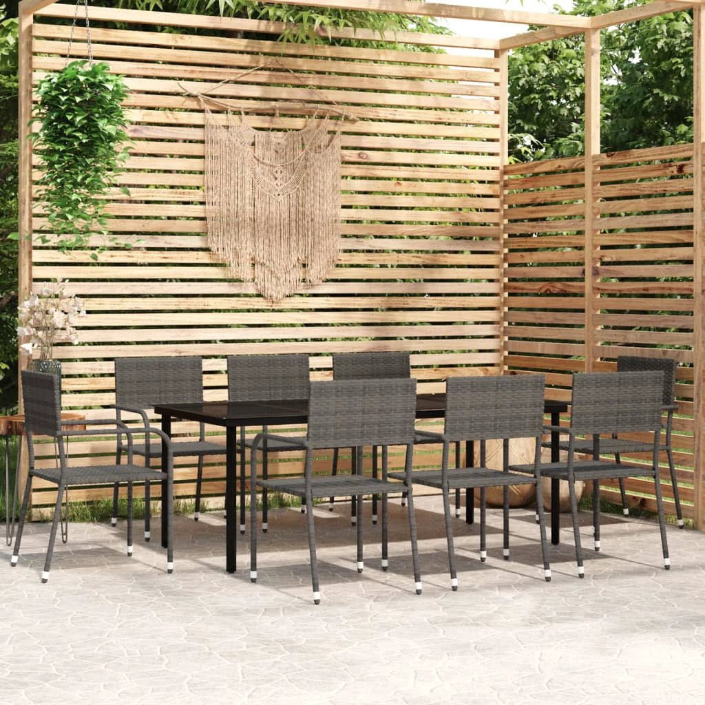 vidaXL VidaXL Garden Dining Set 5pc Black PolyRattan - Garden Set