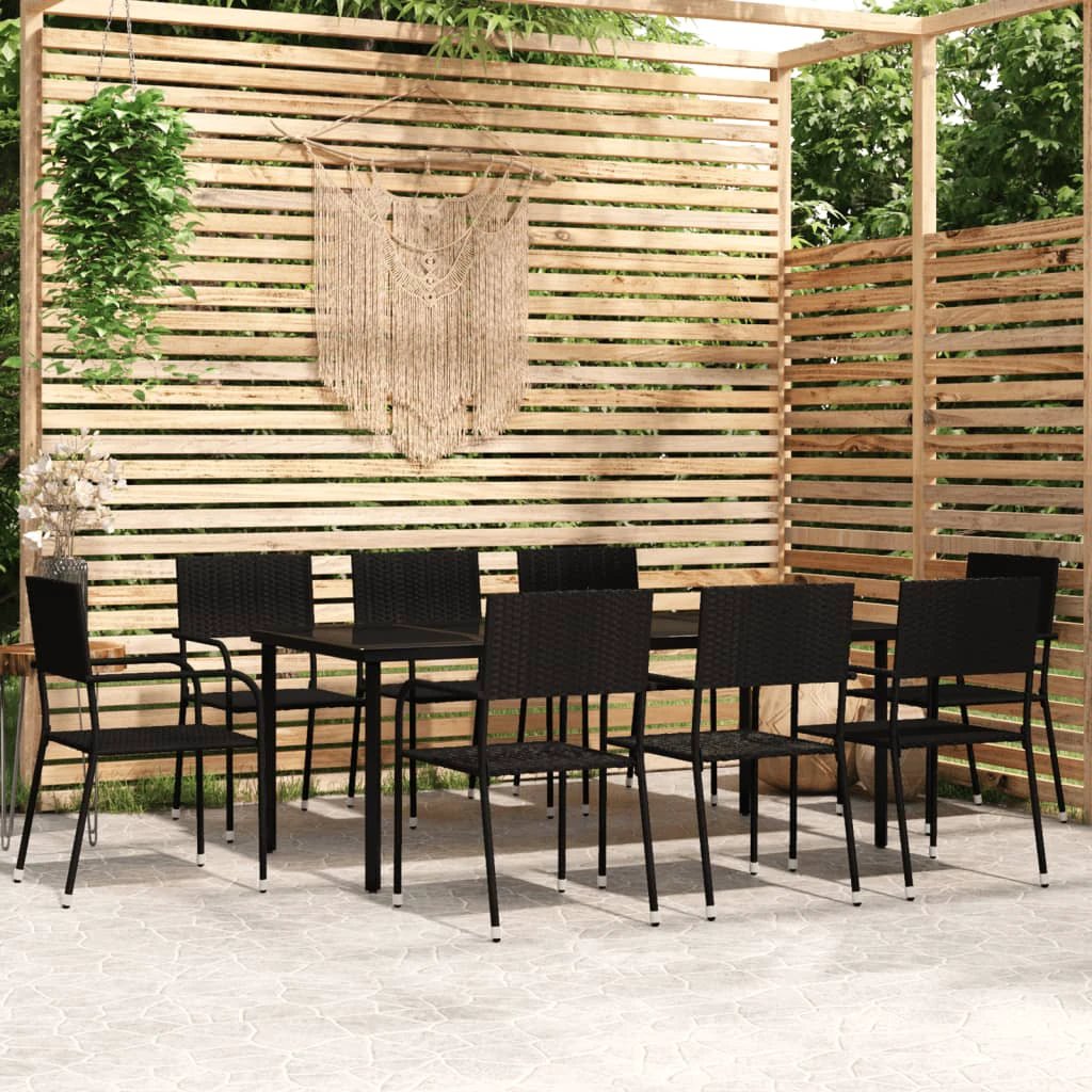 vidaXL VidaXL Garden Dining Set 5pc Black PolyRattan - Garden Set