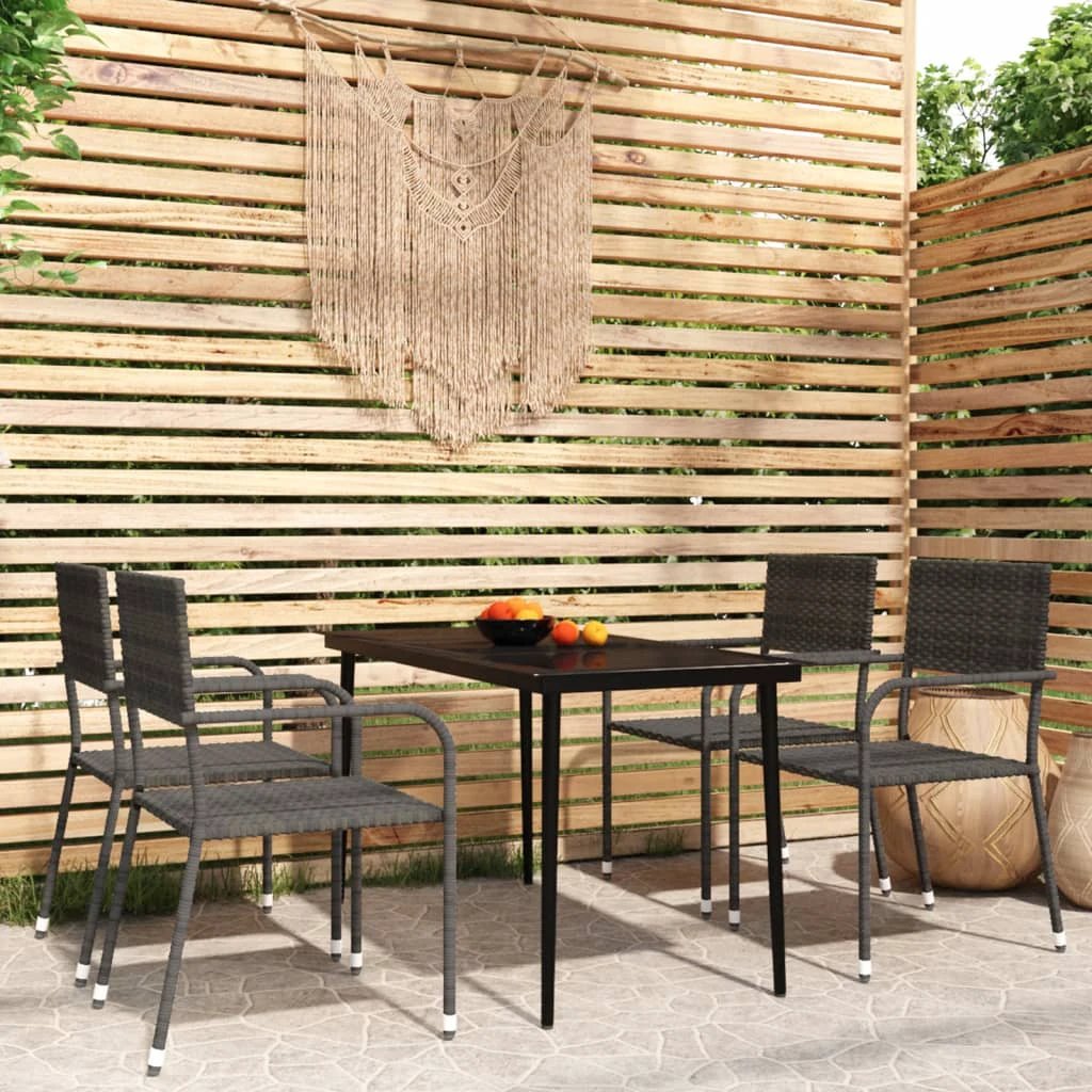 VidaXL Five Piece Garden Dining Poly Rattan Set by vidaXL