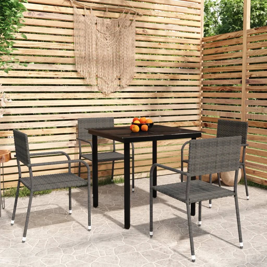 vidaXL VidaXL Garden Dining Set 5pc Black PolyRattan - Garden Set