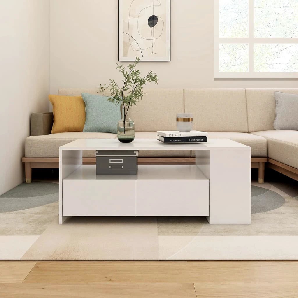 vidaXL VidaXL Coffee Table 102x55x42 cm Smoked Oak Engineered Wood With Storage Drawers For Living Rooms - Coffee Table