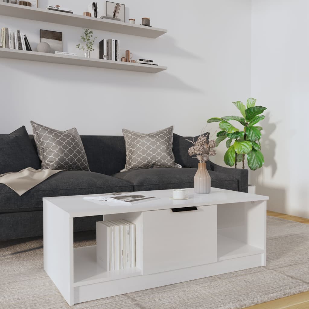 vidaXL VidaXL Coffee Table 102x50x36 cm Three-Compartment Storage Smoked Oak Living Room Decor - Coffee Table