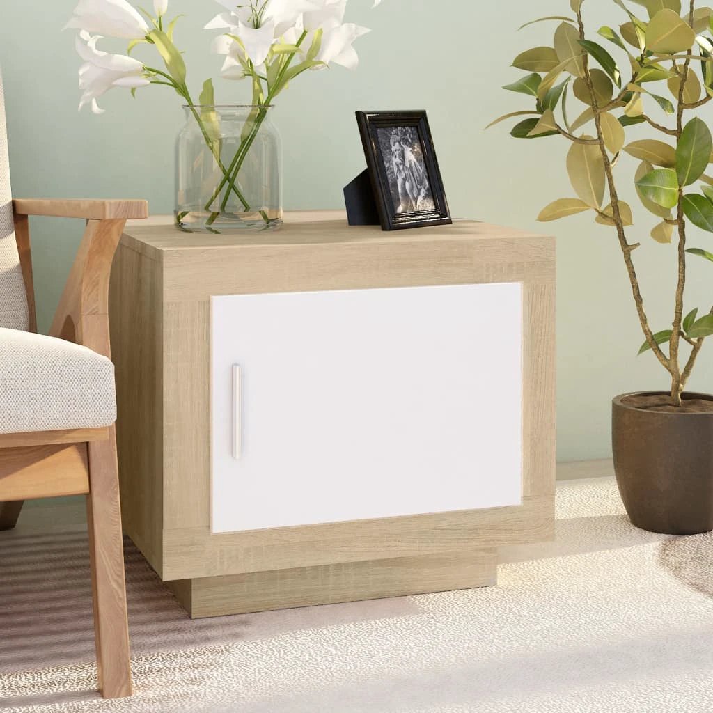 vidaXL vidaXL Coffee Table Smoked Oak 51x50x45 Cm Engineered Wood With Door Storage Moisture Resistant For Living Room Decor - Coffee Table
