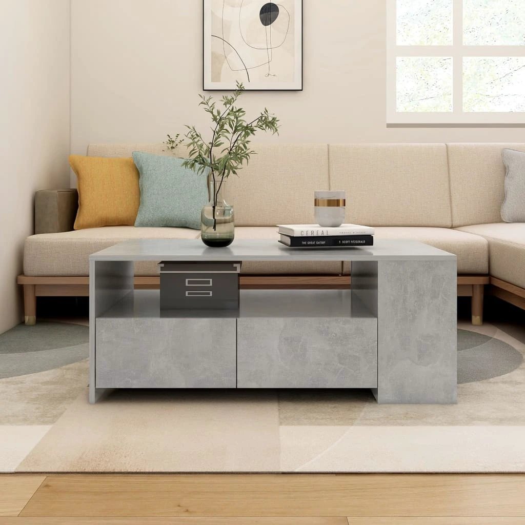 vidaXL VidaXL Coffee Table 102x55x42 cm Smoked Oak Engineered Wood With Storage Drawers For Living Rooms - Coffee Table