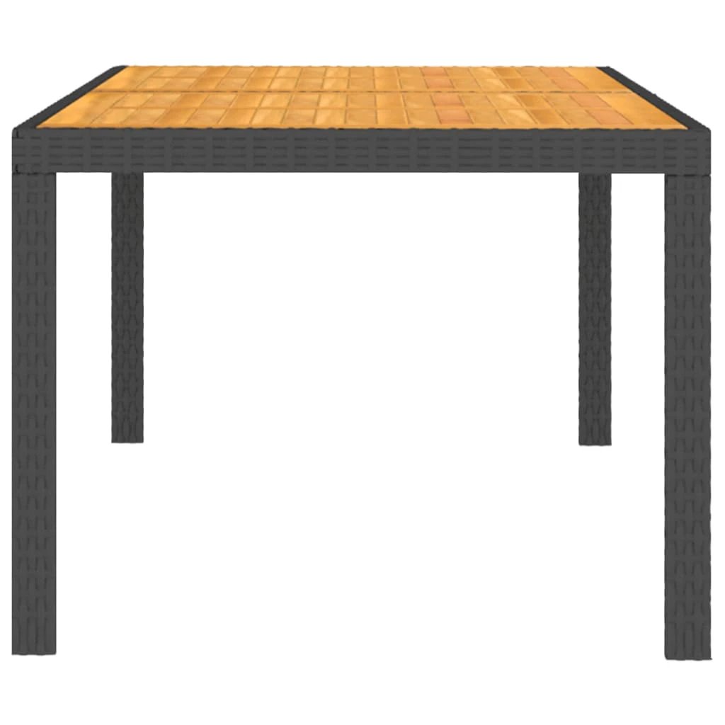 vidaXL vidaXL Garden Table 90x90x75 cm Poly Rattan and Acacia Wood Black - Garden Table