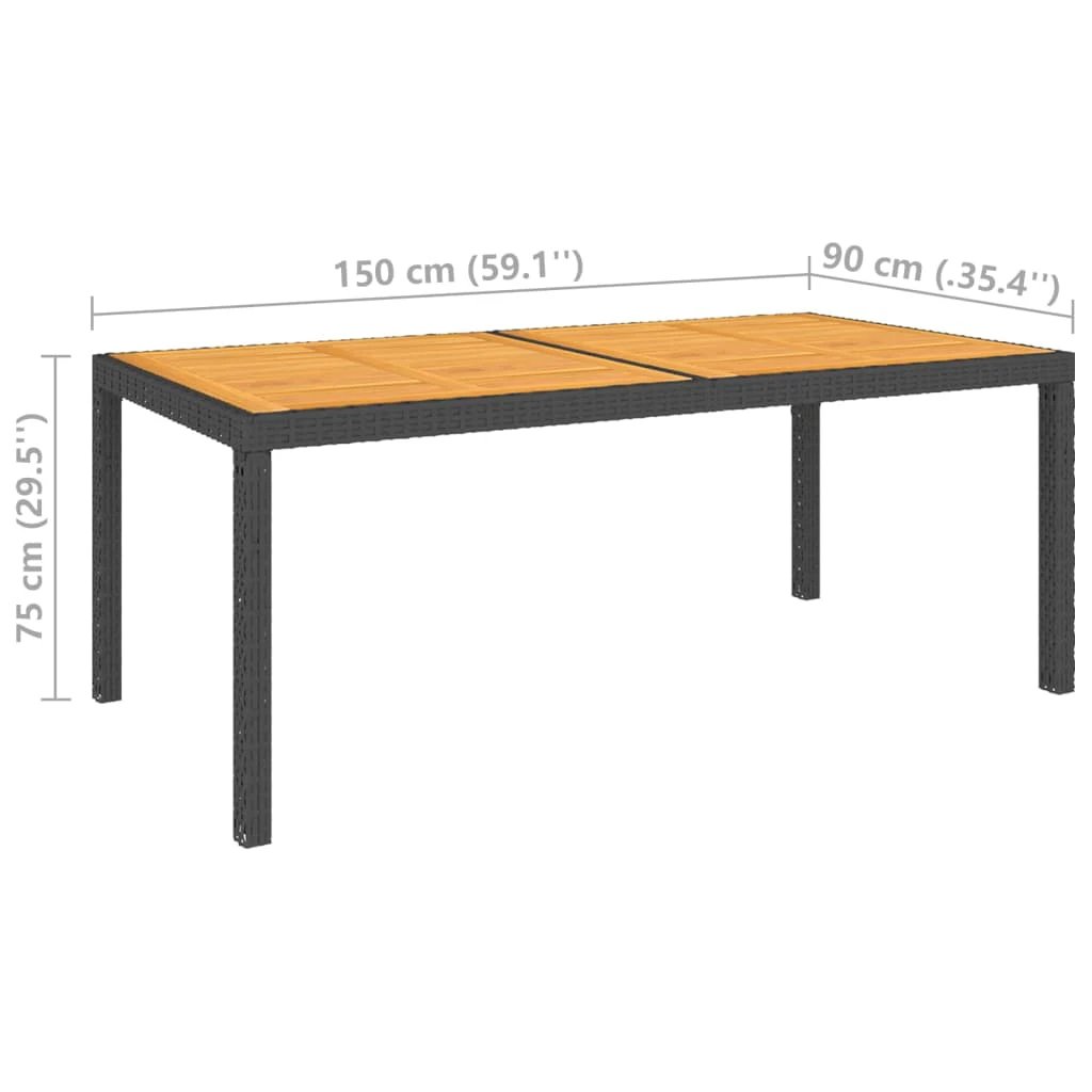 vidaXL vidaXL Garden Table 90x90x75 cm Poly Rattan and Acacia Wood Black - Garden Table