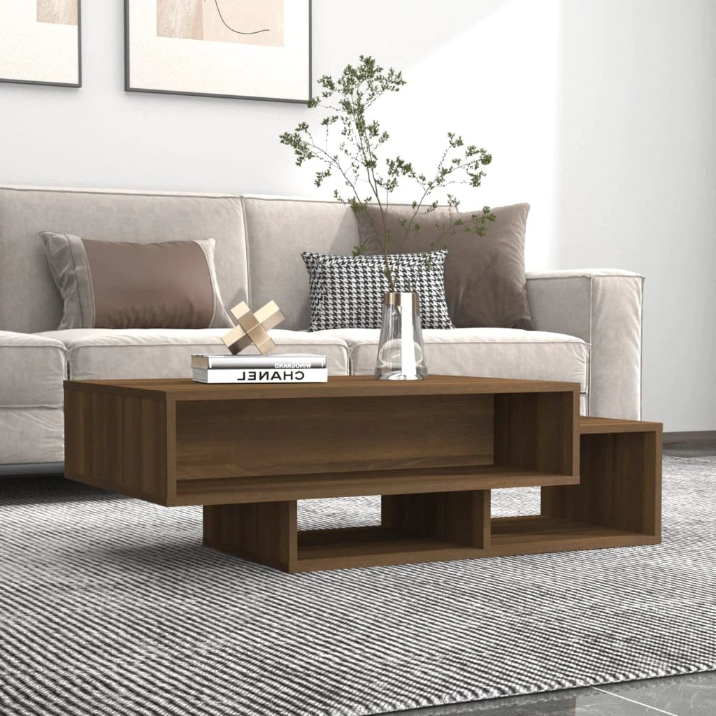 VidaXL Coffee Table 105x55x32 cm Smoked Oak Engineered Wood With Three Storage Compartments Living Room And Office by vidaXL