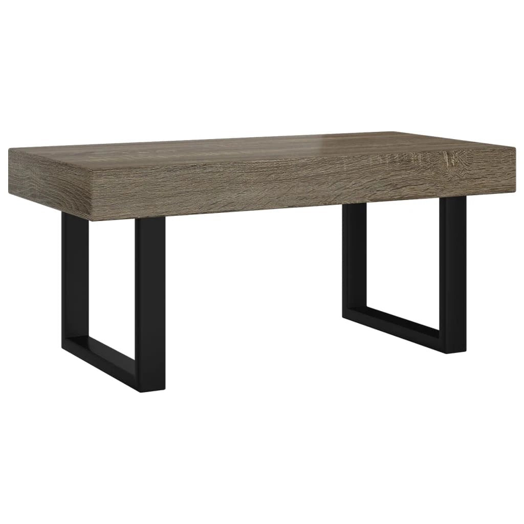 Modern Coffee Table 90x45x40 Cm MDF Top In Grey And Black With Iron Frame For Living Room by vidaXL