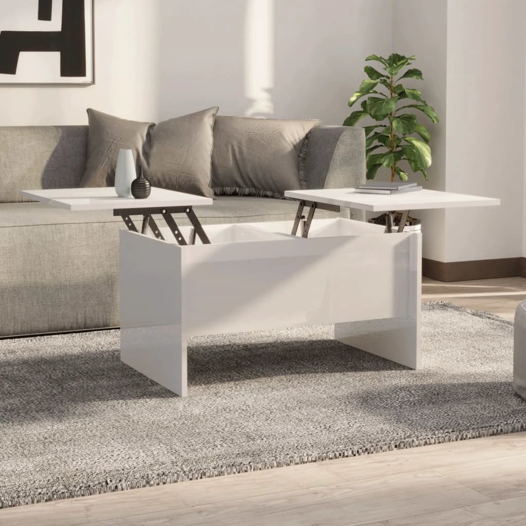 vidaXL VidaXL Coffee Table 80x50x42.5 Cm Smoked Oak Lift Top Storage Engineered Wood Living Room Decor - Coffee Table