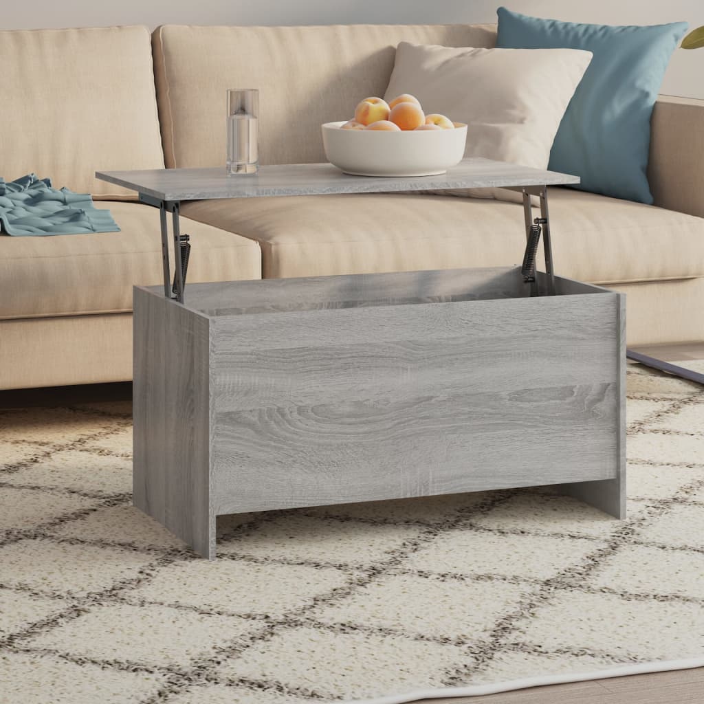 vidaXL VidaXL Coffee Table 102x55.5x52.5 cm Smoked Oak Lift Top With Hidden Storage For Living Room - Coffee Table