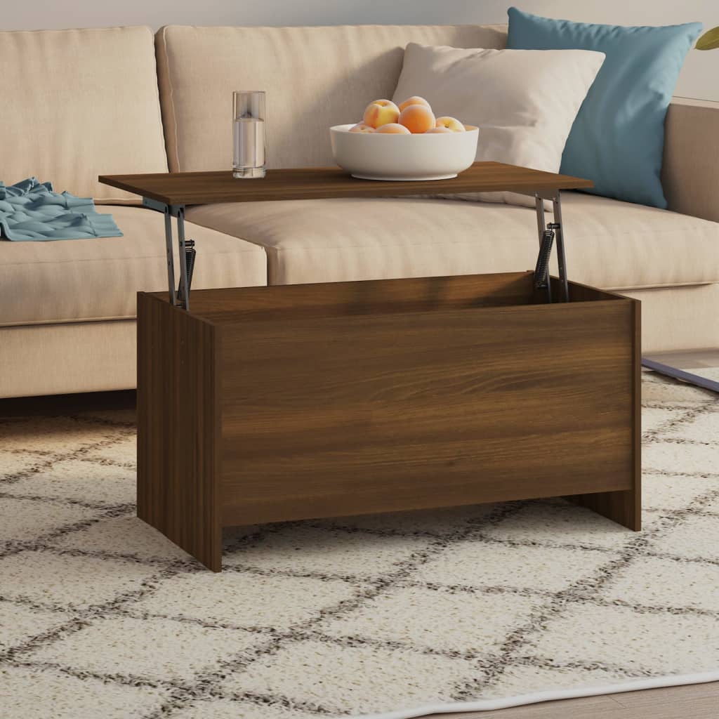 vidaXL VidaXL Coffee Table 102x55.5x52.5 cm Smoked Oak Lift Top With Hidden Storage For Living Room - Coffee Table