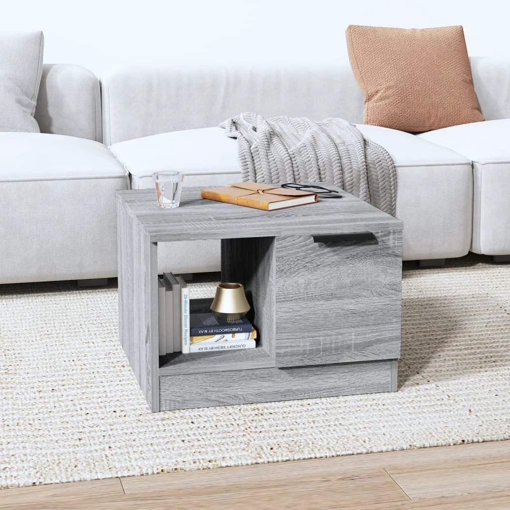 VidaXL Coffee Table 50x50x36 cm Smoked Oak Engineered Wood With Two Compartments Living Room by vidaXL