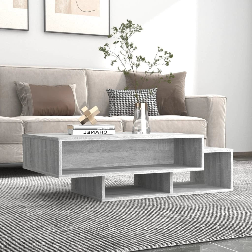 VidaXL Coffee Table 105x55x32 cm Smoked Oak Engineered Wood With Three Storage Compartments Living Room And Office by vidaXL