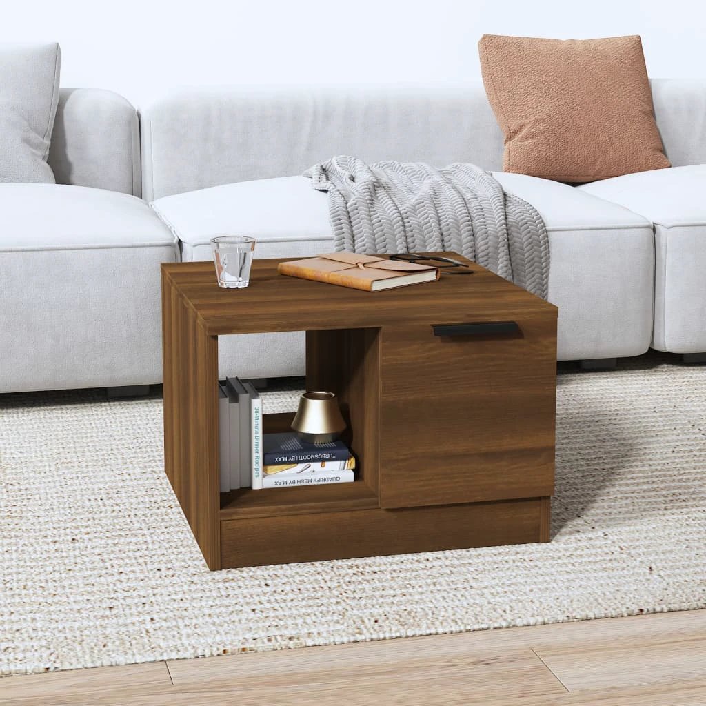 VidaXL Coffee Table 50x50x36 cm Smoked Oak Engineered Wood With Two Compartments Living Room by vidaXL