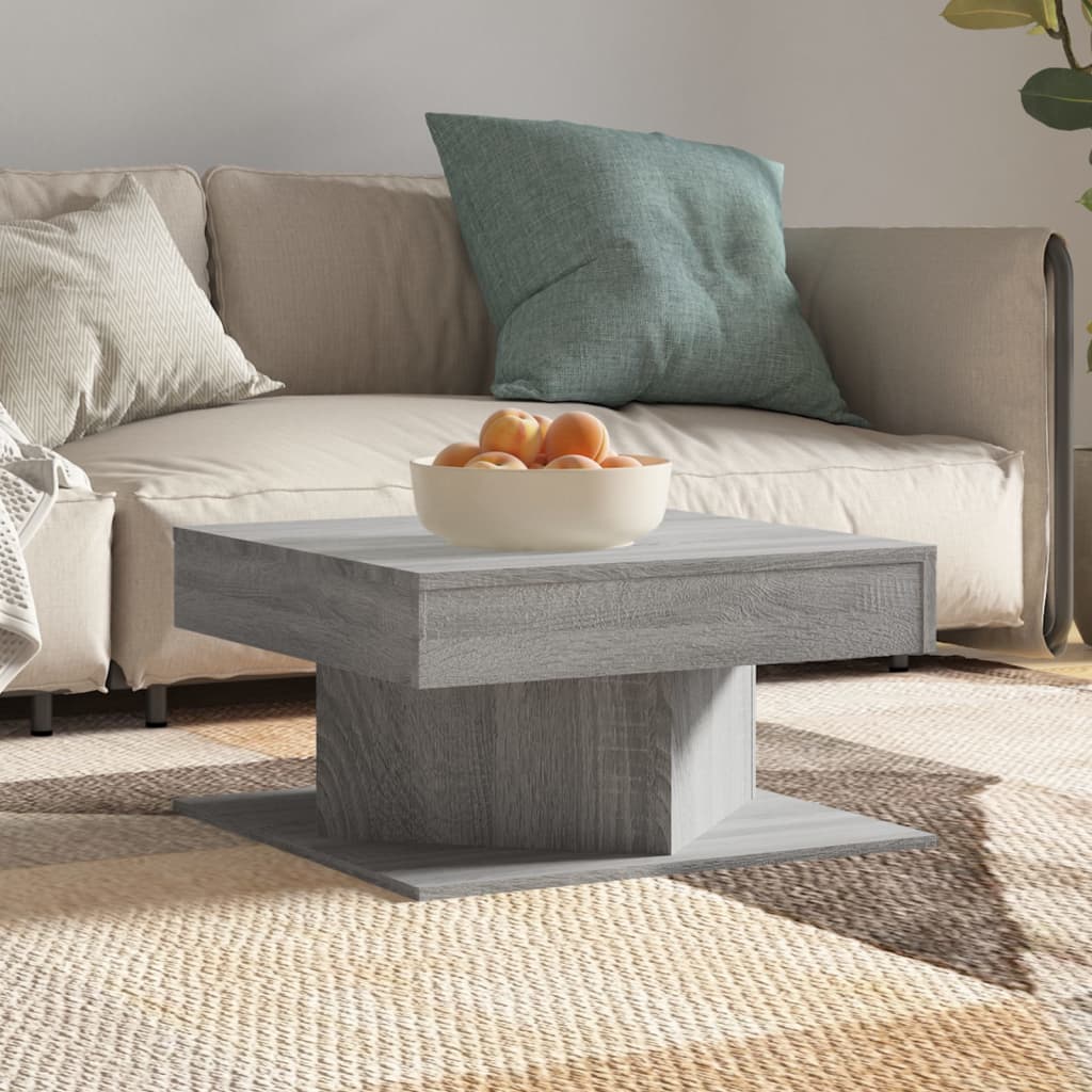 VidaXL Coffee Table 57x57x30 Cm Smoked Oak Engineered Wood With Moisture Resistant Finish Living Room Decor by vidaXL