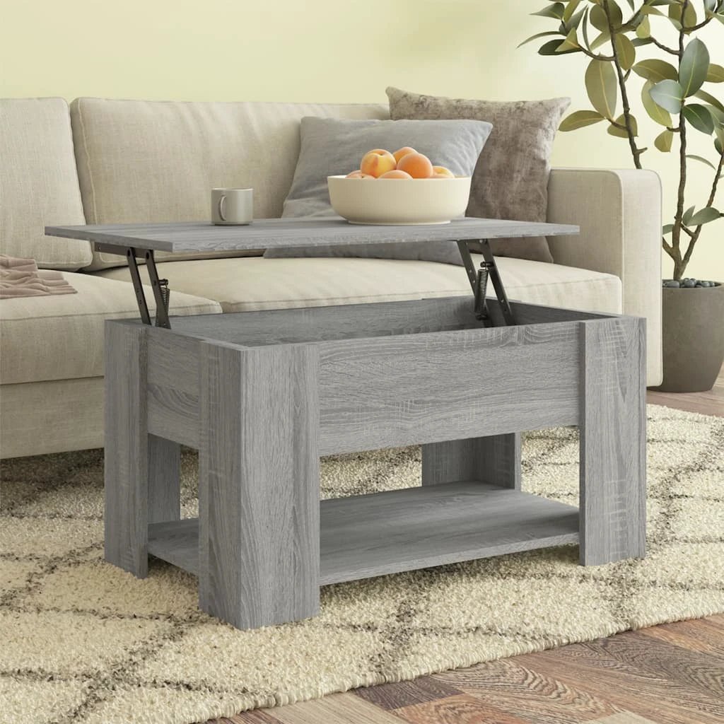 VidaXL Coffee Table Smoked Oak 79x49x41 cm Engineered Wood Lift Top Storage For Living Room by vidaXL