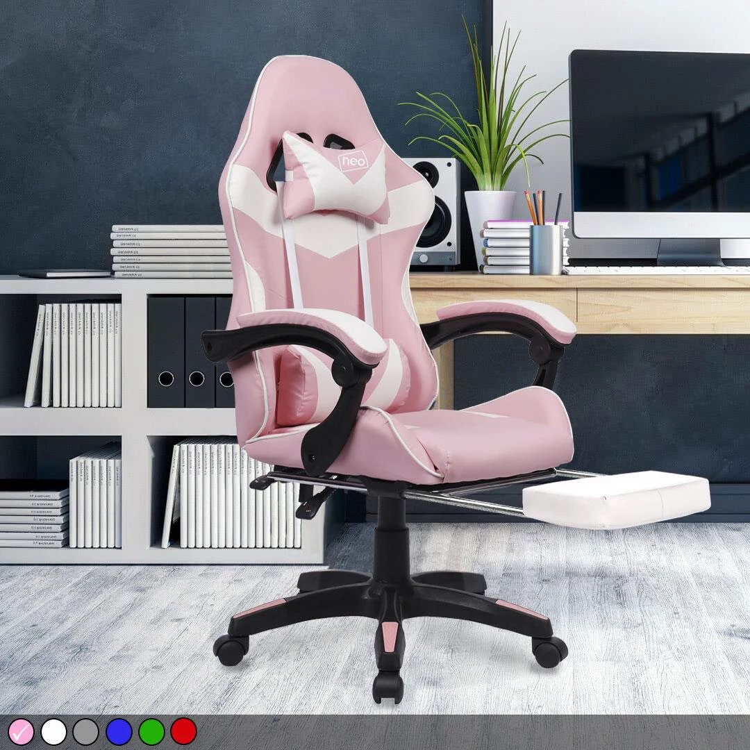 Unbranded Neo Leather Gaming Chair 26 Inch Wide Fully Reclining With Footrest Ergonomic Office - Office Chair