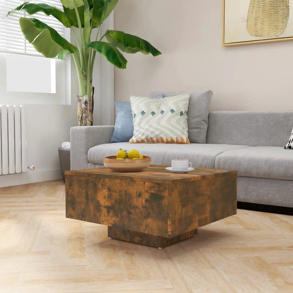 VidaXL Coffee Table 60x60x31.5 Cm Smoked Oak Engineered Wood Living Room Decor Piece by vidaXL